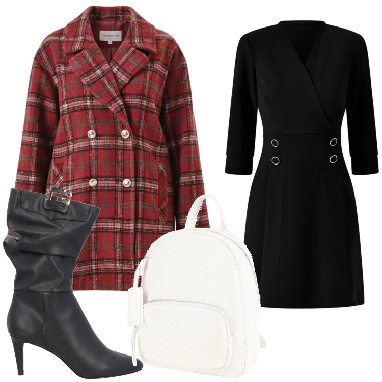 Outfit donna - Minimal. Stile Minimal per Serata fuori. Abbinamento con stivali, zaini, vestiti corti, cappotti.