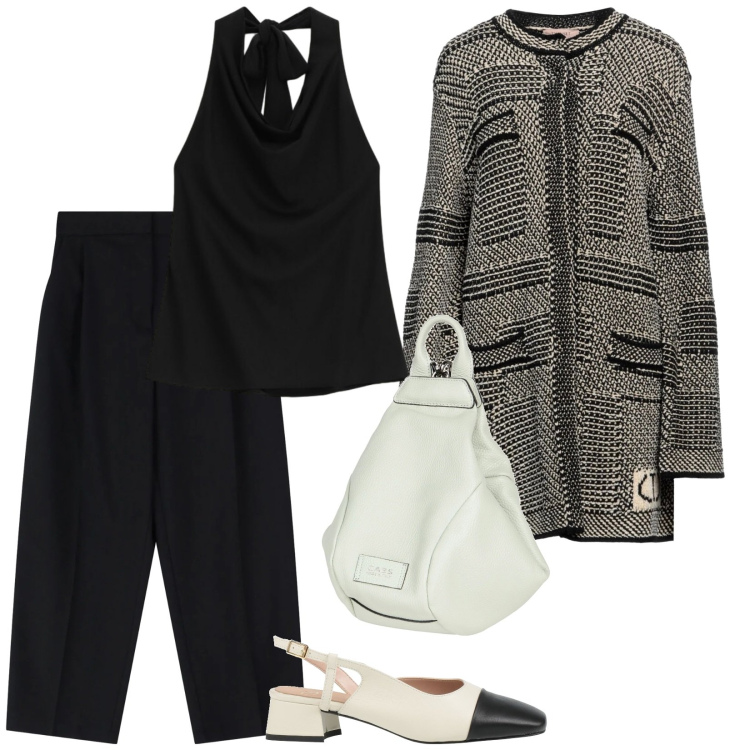 Outfit donna - Ci piace. per Tutti i giorni. Abbinamento con cappotti, décolleté, zaini, top, pantaloni.