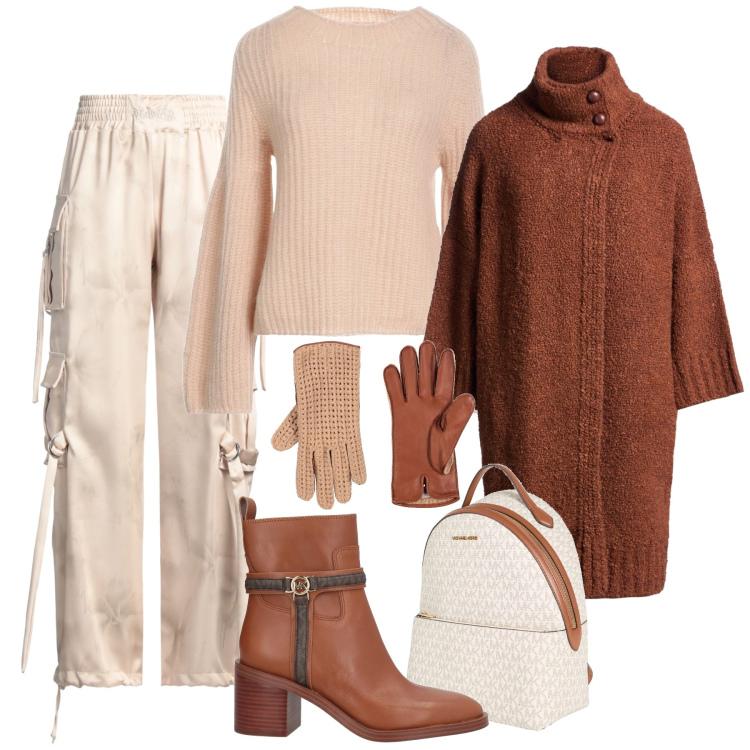 Outfit donna - Trendy con i cargo in raso. Stile Trendy per Tutti i giorni. Abbinamento con cappotti, pantaloni cargo, zaini, stivaletti, guanti, pullovers.