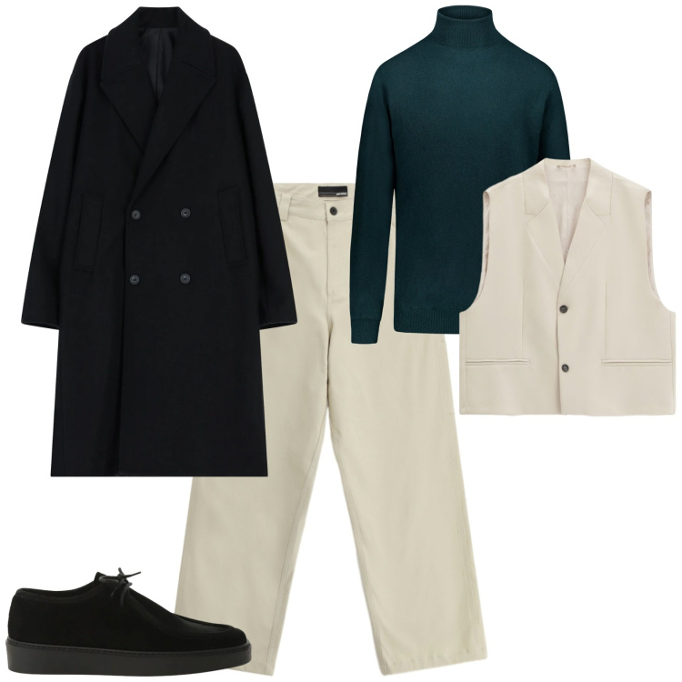 Outfit uomo - Trendy occasioni speciali. Stile Trendy per Tutti i giorni. Abbinamento con gilet, pantaloni, scarpe stringate, cappotti, maglieria.