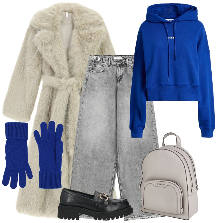 Outfit donna - Casual savoy. Stile Casual per Tutti i giorni. Abbinamento con mocassini, zaini, guanti, felpe con cappuccio, jeans, cappotti.