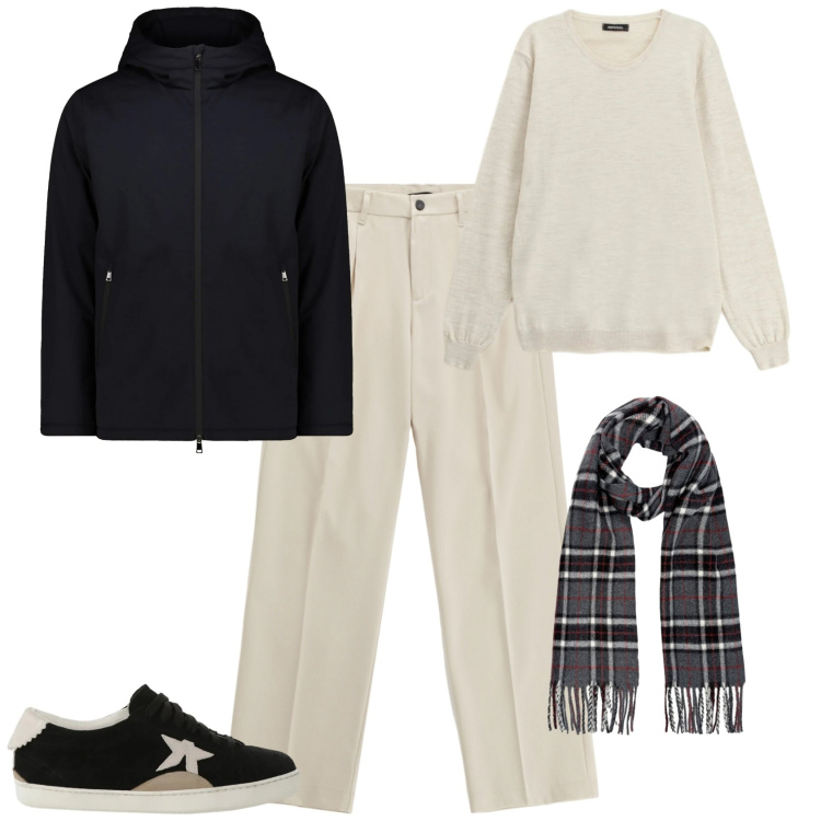 Outfit uomo - Trendy ogni giorno. Stile Trendy per Tutti i giorni. Abbinamento con pantaloni, maglieria, sneakers, sciarpe, parka.