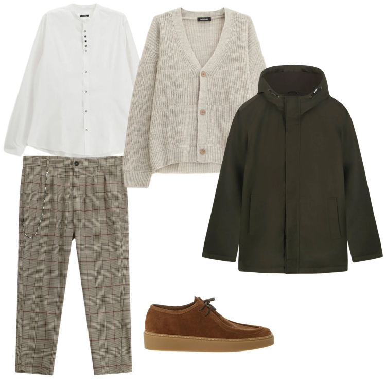 Outfit uomo - Total look #2310171. Stile Casual per Tutti i giorni. Abbinamento con pantaloni, camicie, cardigans, scarpe stringate, eskimo.