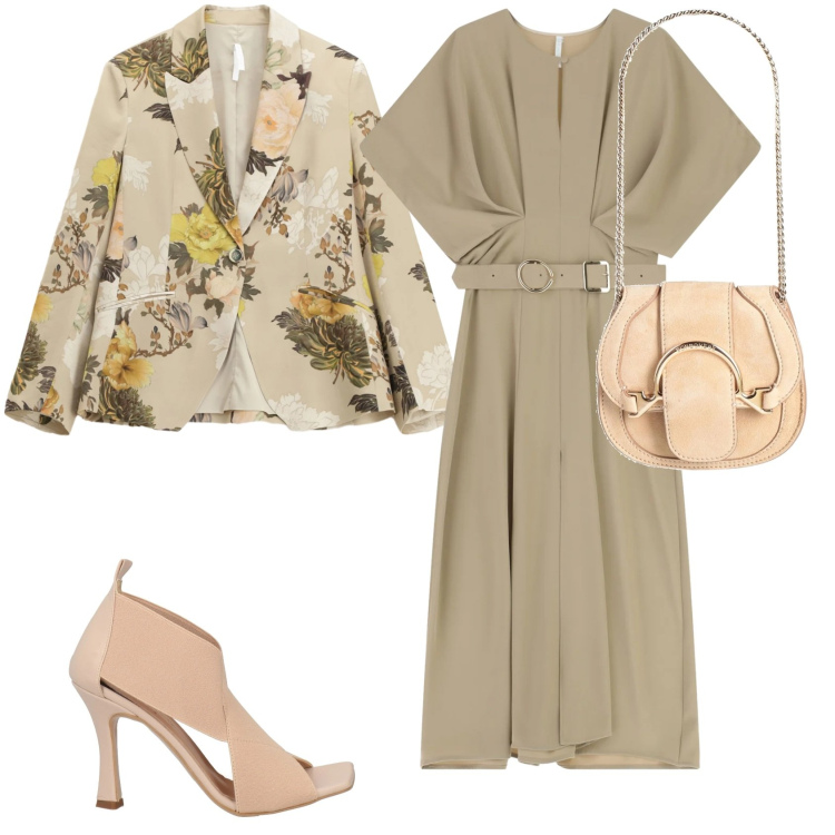 Outfit donna - Total look #2310179. Stile Glamour per Serata fuori. Abbinamento con marsupi, sandali in pelle, vestiti lunghi, blazer.