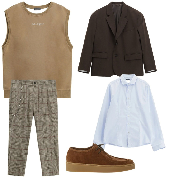 Outfit uomo - Vigilia in piazza. Stile Biker Rock per Serata speciale. Abbinamento con giacche, felpe, camicie, pantaloni, scarpe stringate.