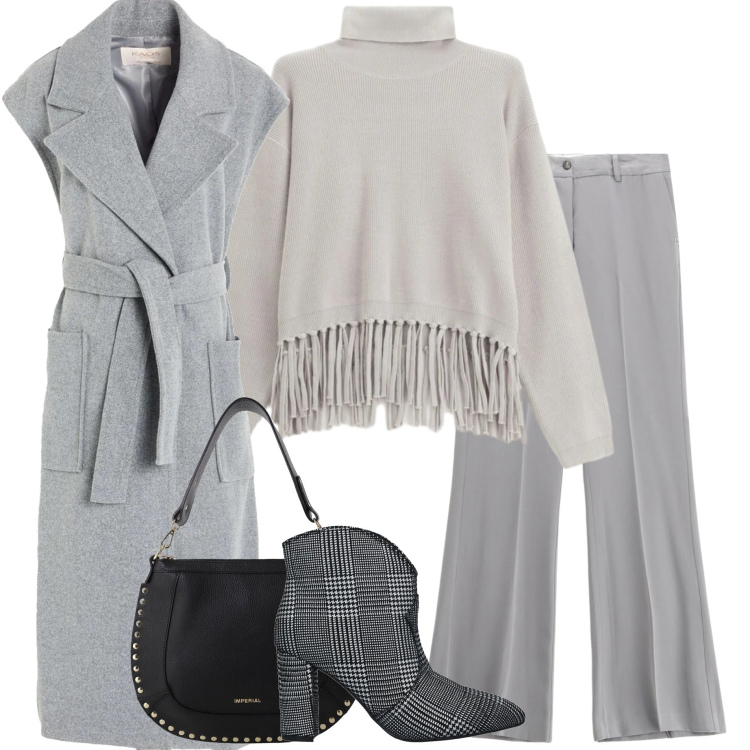 Outfit donna - Maglia e frange. Stile Glamour per Tutti i giorni. Abbinamento con cappotti, stivaletti, borse a spalla, maglieria, pantaloni.