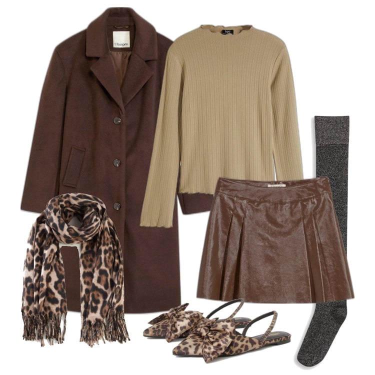 Outfit femme - Décembre. Style Tendance pour Tous les jours. Assortir avec socquettes, minijupes, manteaux, t-shirts, foulards, ballerines.