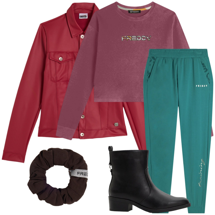 Outfit donna - Freddy con scarpe Bonprix. Stile Casual per Tutti i giorni. Abbinamento con stivaletti, giacche, pantaloni, accessori per capelli, felpe.