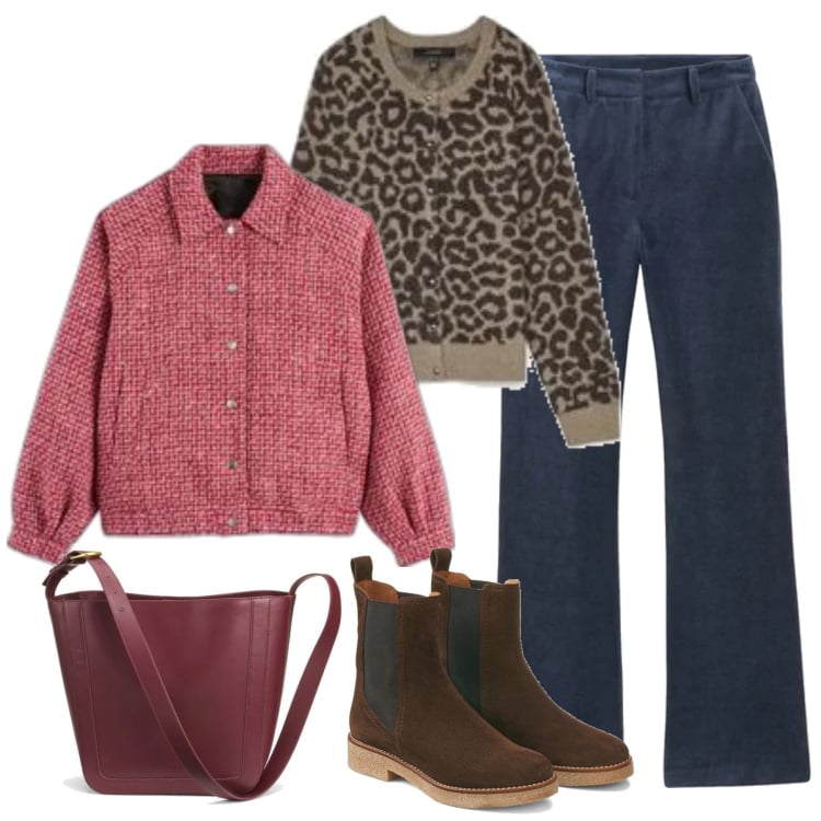 Outfit mujer - Casual #13979. Estilo Casual para Todos los días. Combinación con bomber, cárdigans, botines, bolso tote, pantalones.