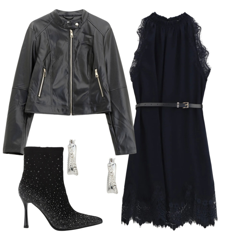 Outfit donna - I saldi di Imperial. Stile Glamour per Serata fuori. Abbinamento con vestiti corti, giacche, stivaletti, orecchini.