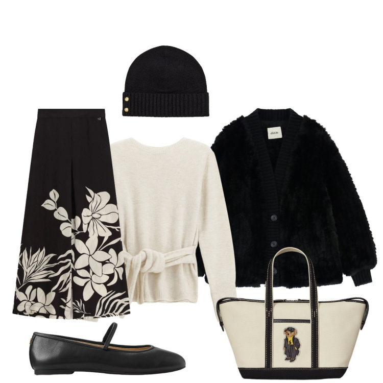 Outfit donna - Minimal…chic Dixie. Stile Minimal per Tutti i giorni. Abbinamento con pantaloni a palazzo, maglieria, blazer, ballerine, berretti, borse tote.
