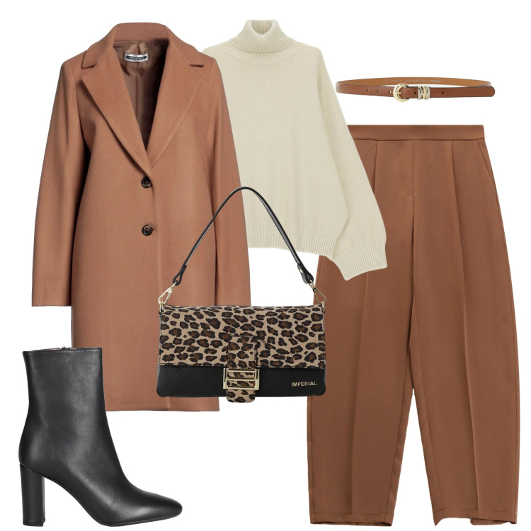 Outfit donna - Rientro in ufficio. Stile Urban per Ufficio. Abbinamento con cappotti, stivaletti, pantaloni, borse a spalla, cinture, maglieria.