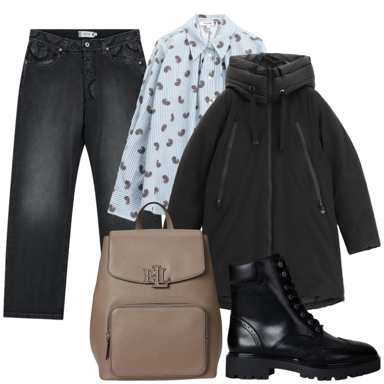 Outfit donna - Lo Zainetto Talpa. Stile Casual per Tutti i giorni. Abbinamento con camicie, jeans dritti, parka, zaini, anfibi.