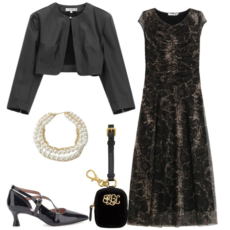 Outfit donna - Total look #2310493. Stile Chic per Serata fuori. Abbinamento con vestiti lunghi, blazer, pochette, collane, décolleté.