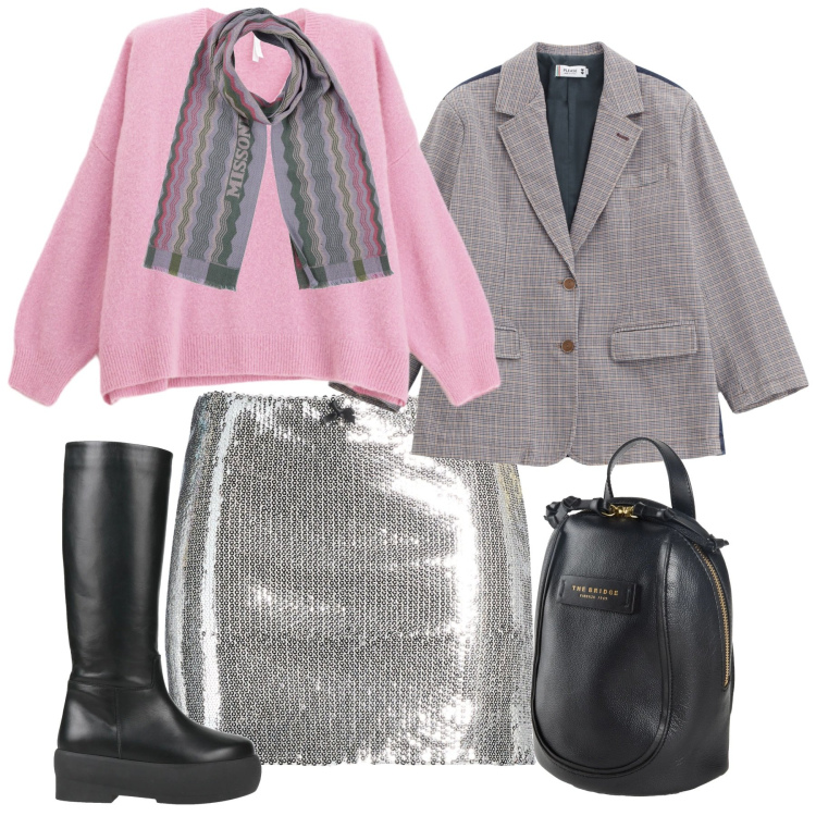 Outfit donna - Strass di giorno. Stile Chic per Tutti i giorni. Abbinamento con sciarpe, stivali, zaini, minigonne, blazer, maglieria.