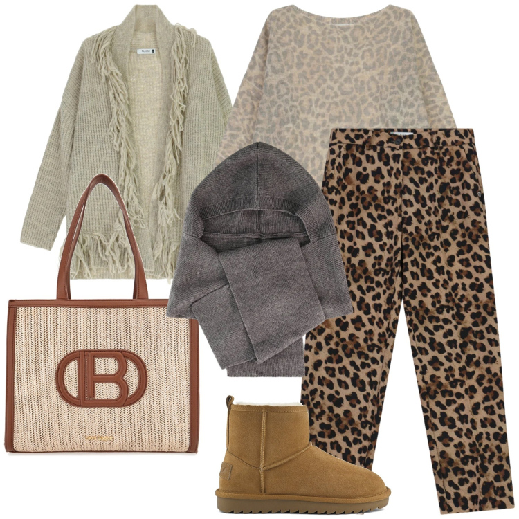 Outfit donna - Please i jeans animalier. Stile Casual chic per Tutti i giorni. Abbinamento con sciarpe, pantaloni, maglieria, cardigans, stivali, borse a spalla.
