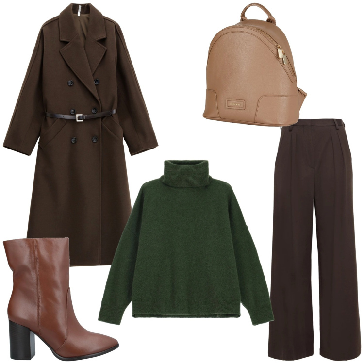 Outfit donna - Saldi in arrivo. Stile Chic per Tutti i giorni. Abbinamento con zaini, pantaloni, stivaletti, cappotti, maglieria.