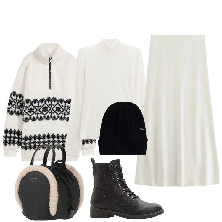 Outfit donna - Mi piace il contrasto…. Stile Glamour per Tutti i giorni. Abbinamento con maglieria, stivaletti, zaini, gonne lunghe, maglieria, berretti.