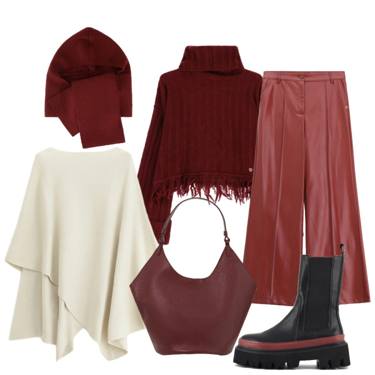 Outfit donna - La calda mantella color panna. Stile Glamour per Tutti i giorni. Abbinamento con pantaloni, maglieria, maglieria, sciarpe, borse a spalla, stivaletti chelsea.