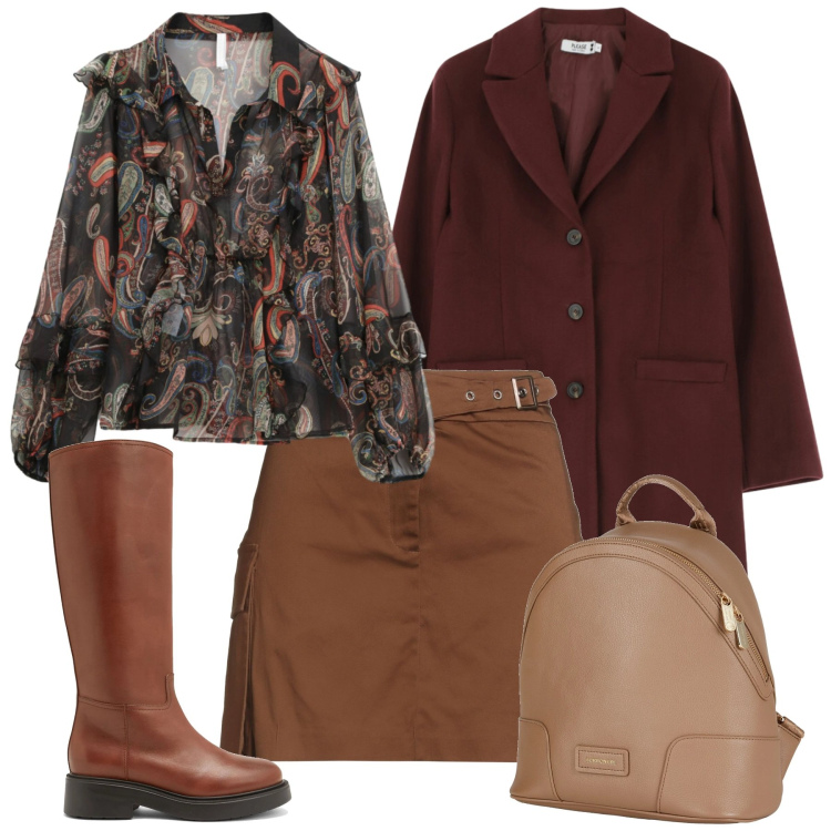 Outfit donna - Biscuit. Stile Bon Ton per Tutti i giorni. Abbinamento con zaini, stivali, minigonne, cappotti, camicie.