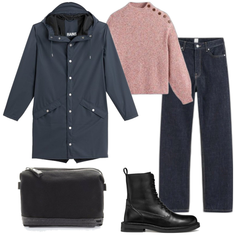 Outfit mujer - Casual #14012. Estilo Casual para Todos los días. Combinación con blazers, maletas, vaqueros rectos, botines, prendas de punto.