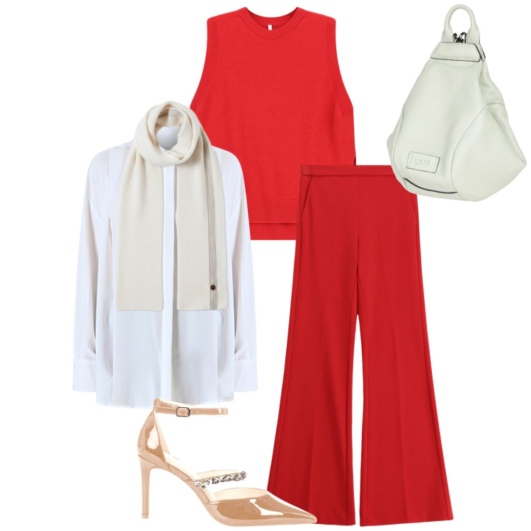 Outfit donna - Total look #2310688. Stile Chic per Serata fuori. Abbinamento con zaini, pantaloni, gilet, camicie, décolleté, sciarpe.