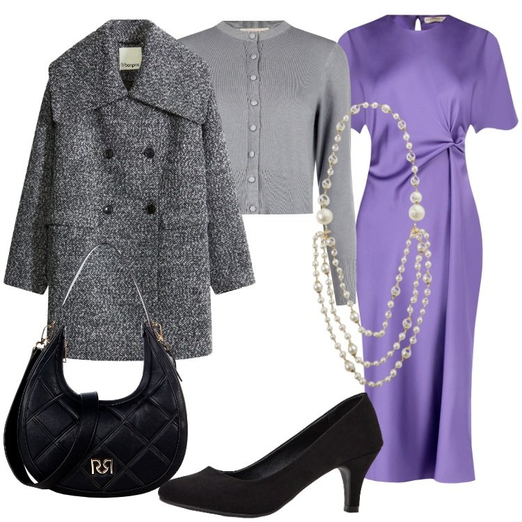 Outfit donna - Il potere del punto vita Donna Curvy. Stile Romantica per Serata fuori. Abbinamento con décolleté, cappotti, collane, vestiti midi/longuette, cardigans, borse a tracolla.