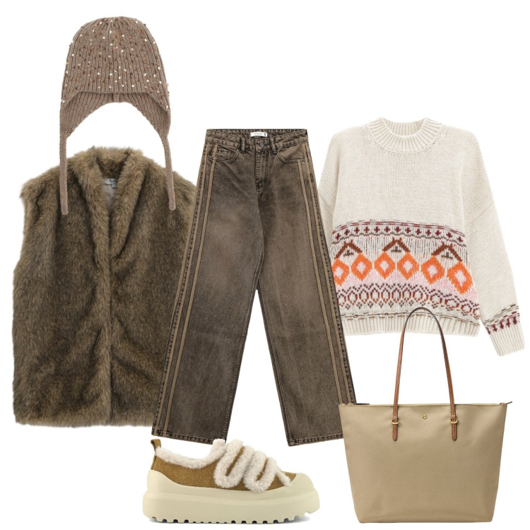 Outfit donna - In città. Stile Casual chic per Tutti i giorni. Abbinamento con maglieria, jeans, blazer, borse tote, berretti, sneakers.