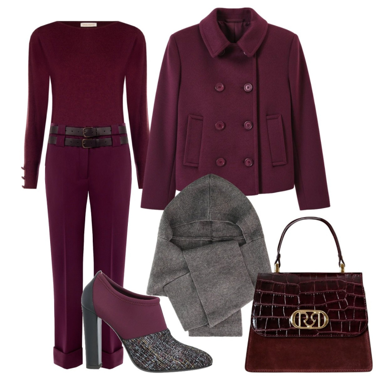 Outfit donna - Viva il bordo\'. Stile Bon Ton per Tutti i giorni. Abbinamento con stivaletti, sciarpe, pantaloni, pullovers, caban, borse a mano.