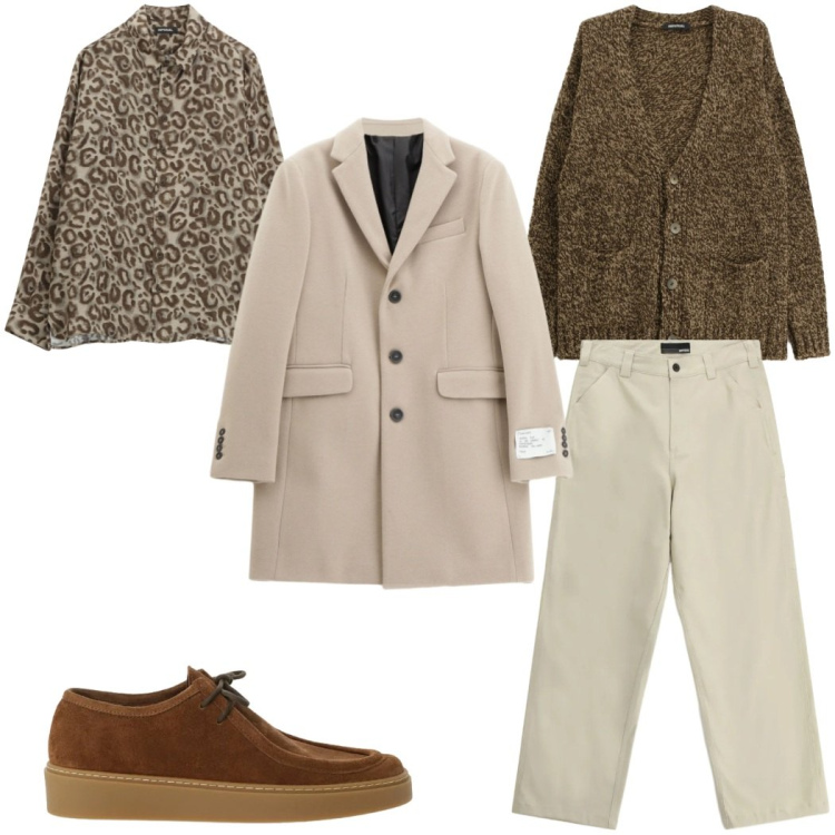 Outfit uomo - Total look #2310736. Stile Trendy per Tutti i giorni. Abbinamento con camicie, cappotti, pantaloni, cardigans, scarpe stringate.