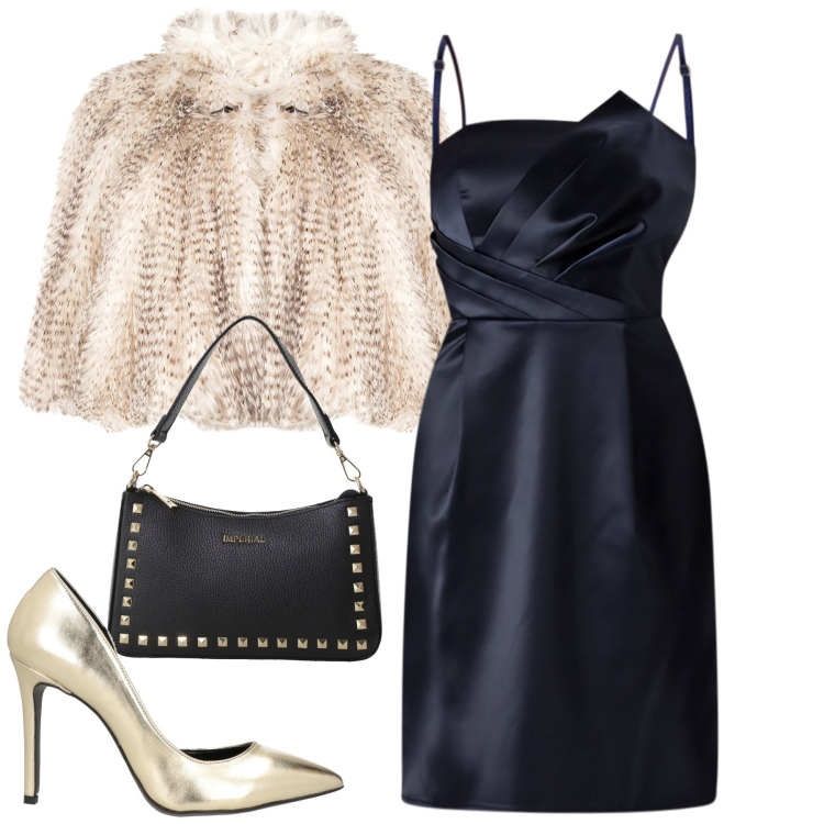Outfit donna - Happy New Year. Stile Glamour per Serata fuori. Abbinamento con décolleté, pochette, vestiti corti, ecopellicce.