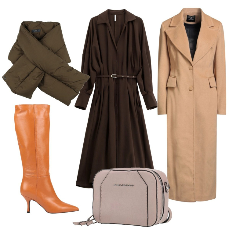 Outfit donna - Glamour elegantemente. Stile Glamour per Tutti i giorni. Abbinamento con stivali, sciarpe, marsupi, cappotti, vestiti lunghi.