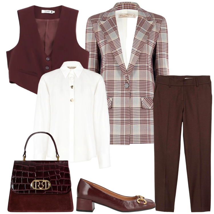 Outfit donna - In ufficio a Dicembre. Stile Bon Ton per Ufficio. Abbinamento con pantaloni, décolleté, gilet, camicie, blazer, borse a mano.