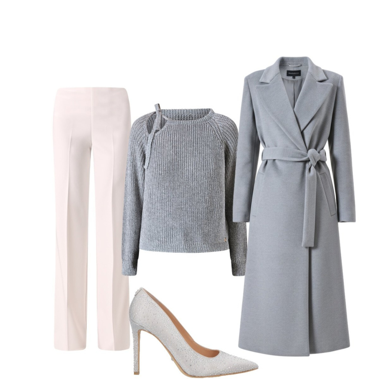 Outfit donna - Elegante rosa cipria e grigio perla. Stile Bon Ton per Cerimonia. Abbinamento con décolleté, pantaloni a palazzo, maglieria, cappotti.