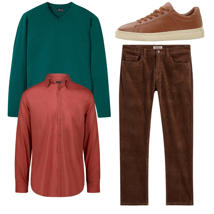 Outfit uomo - Colorato. Stile Casual per Tutti i giorni. Abbinamento con pantaloni, maglieria, sneakers, camicie.