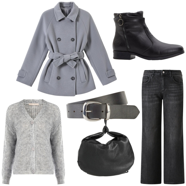 Outfit donna - Il cappottino da strizzare in vita. Stile Casual chic per Tutti i giorni. Abbinamento con cinture, stivaletti, zaini, caban, jeans dritti, cardigans.