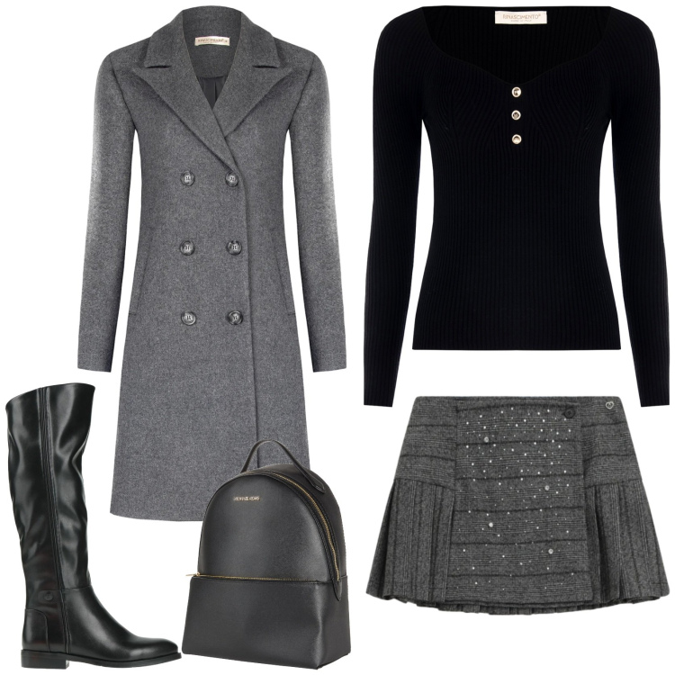 Outfit donna - Come vado in ufficio. Stile Casual chic per Tutti i giorni. Abbinamento con zaini, stivali, minigonne, pullovers, cappotti.