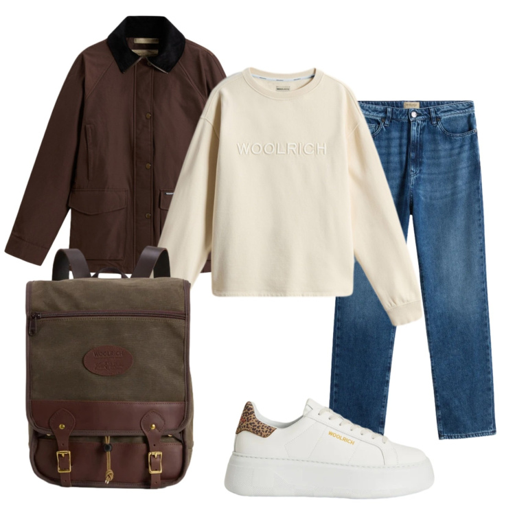 Outfit donna - Total look #2310988. Stile Casual per Tutti i giorni. Abbinamento con jeans, zaini, sneakers, felpe, blazer.