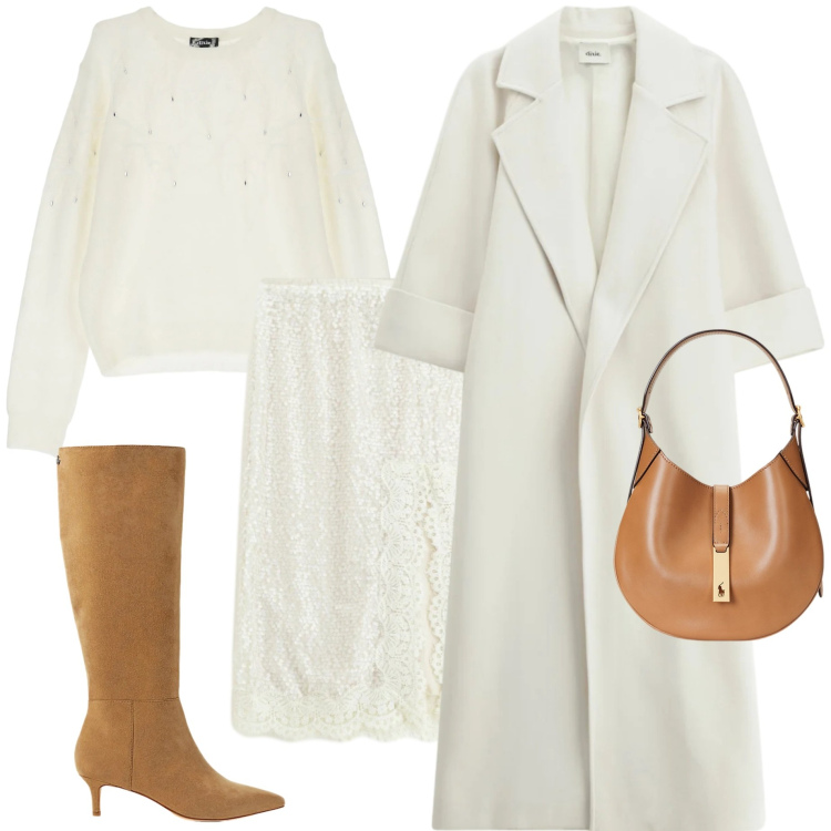 Outfit donna - Dixie saldi 2025. Stile Chic per Tutti i giorni. Abbinamento con maglieria, cappotti, gonne longuette, borse a spalla, stivali.