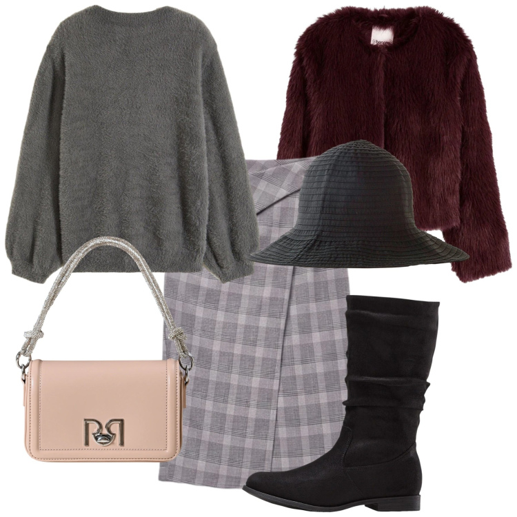 Outfit donna - Knot. Stile Bon Ton per Tutti i giorni. Abbinamento con maglieria, stivali, ecopellicce, cappelli, gonne longuette, borse a mano.