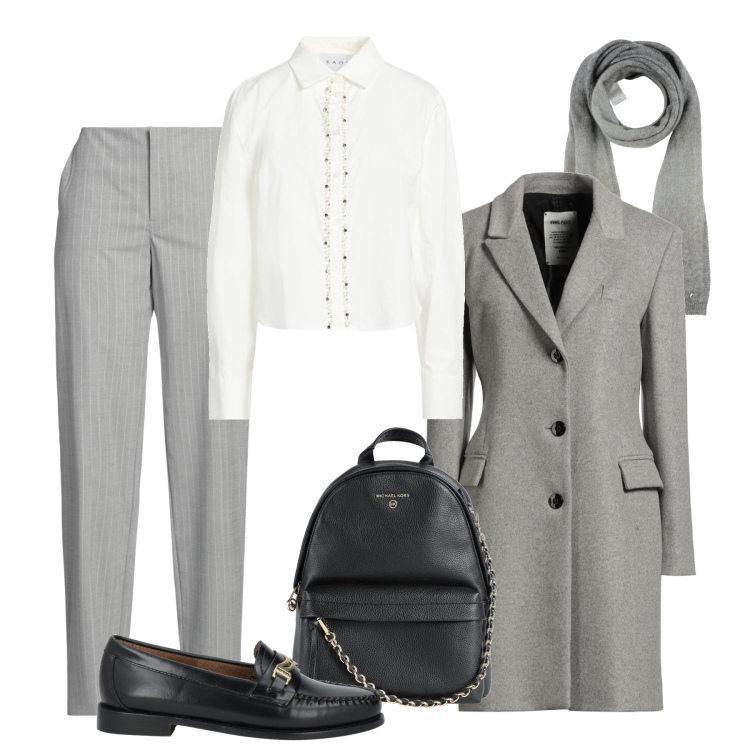 Outfit donna - Lavoro e cena. Stile Mannish per Ufficio. Abbinamento con pantaloni, zaini, camicie, mocassini, cappotti, sciarpe.