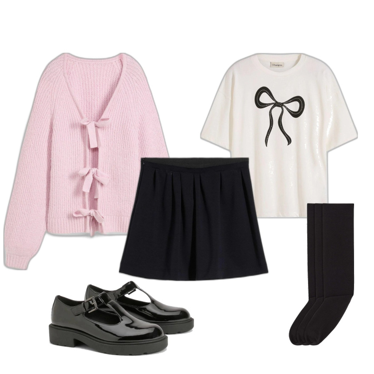 Outfit femme - Preppy Janvier. Style Preppy pour Tous les jours. Assortir avec pulls, socquettes, jupes, t-shirts, ballerines.