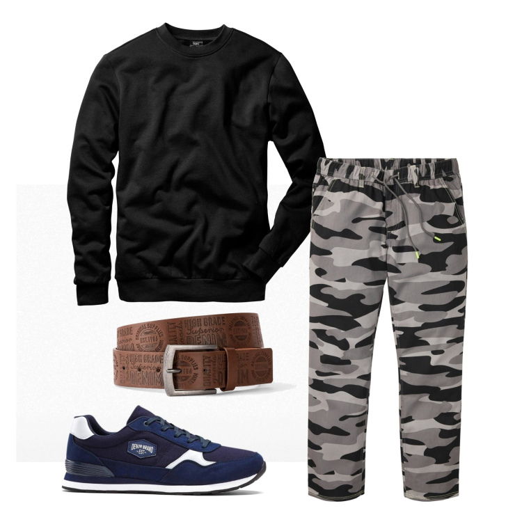Outfit homme - Janvier. Style Tendance pour Tous les jours. Assortir avec sneakers, sweat-shirts, ceintures, pantalon .
