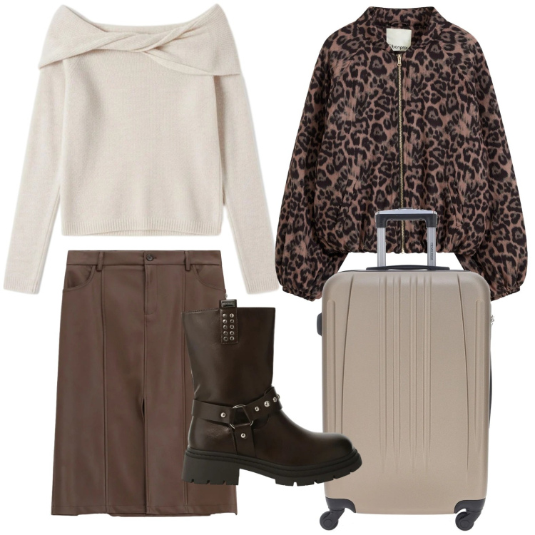 Outfit donna - Un nuovo anno, un nuovo stile. Stile Casual per Tutti i giorni. Abbinamento con bomber, gonne, stivali, maglieria, valigie.