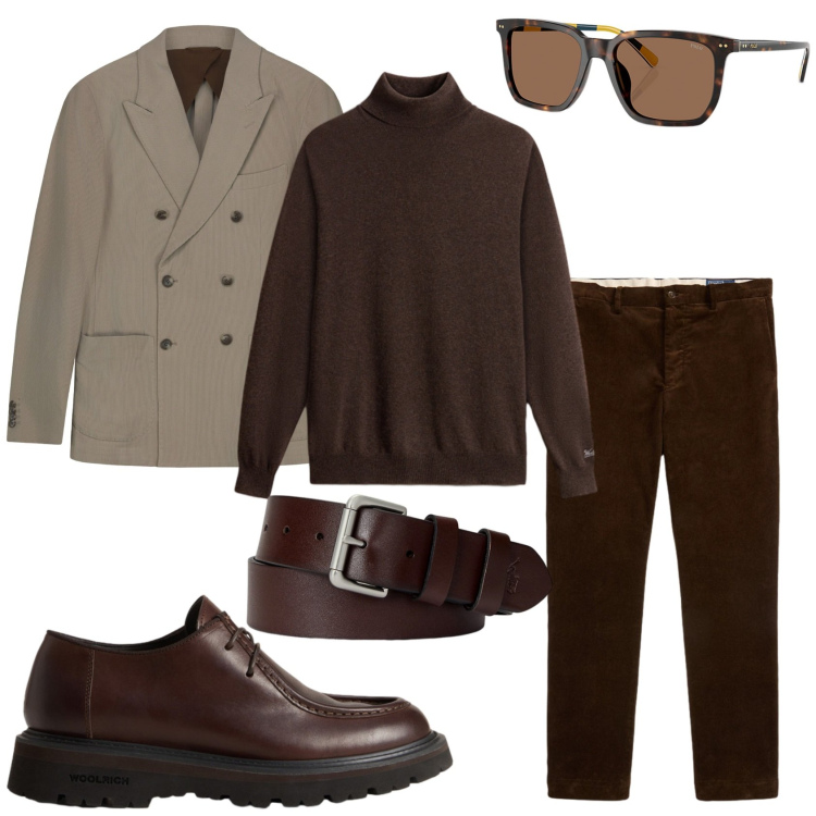 Outfit uomo - Il mio colore preferito. Stile Trendy per Tutti i giorni. Abbinamento con cinture, occhiali da sole, pantaloni, scarpe stringate, maglieria, giacche.