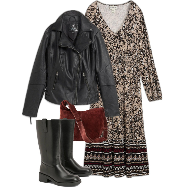 Outfit femme - Robe bohème. Style Romantique pour Tous les jours. Assortir avec manteaux, robes longues, sacs à main, bottes.