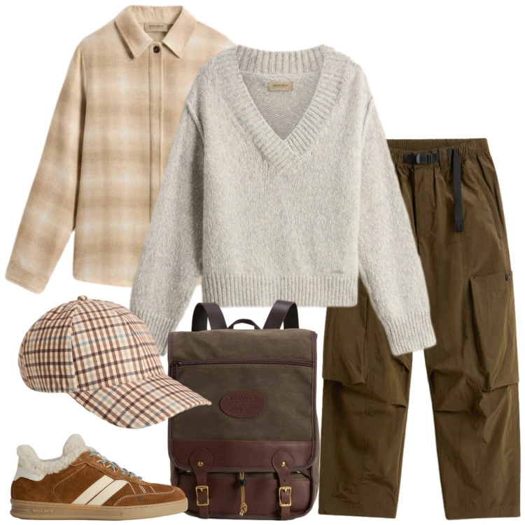 Outfit donna - 2026. Stile Casual per Tutti i giorni. Abbinamento con zaini, sneakers, pantaloni cargo, maglieria, cappelli, camicie.