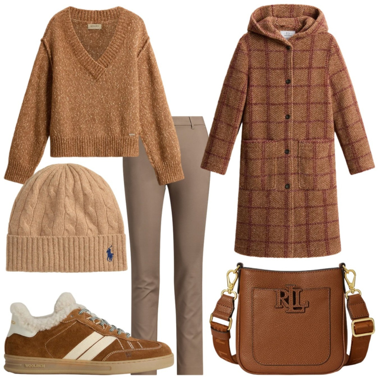 Outfit donna - Totalmente comoda. Stile Urban per Tutti i giorni. Abbinamento con pantaloni, borse a tracolla, berretti, sneakers, maglieria, cappotti.