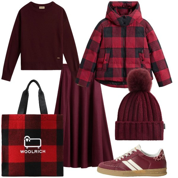 Outfit donna - Total look #2311575. Abbinamento con borse tote, berretti, sneakers, gonne lunghe, maglieria, piumini.