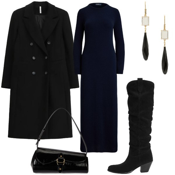 Outfit donna - Total look #2311577. Abbinamento con cappotti, stivaletti, borse a spalla, orecchini, vestiti.